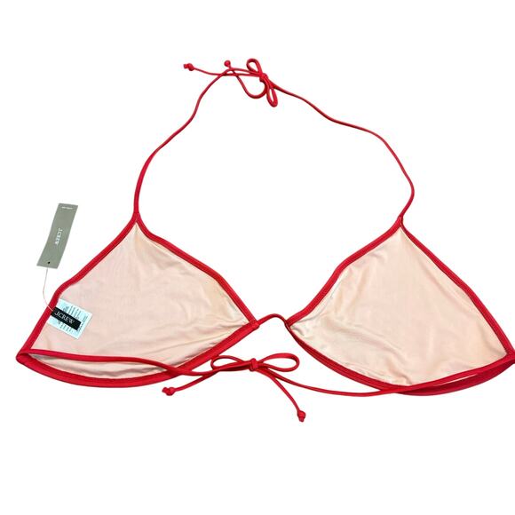 J. Crew Bright Red Perfect String Bikini Bikini Top 3X Swimsuit Resortwear Vacay - Picture 4 of 9